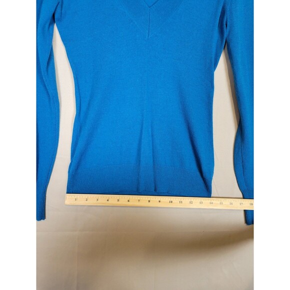 The Limited Sweater Womens XS Merino Wool Blend Blue Lightweight V-Neck Preppy - Picture 4 of 9